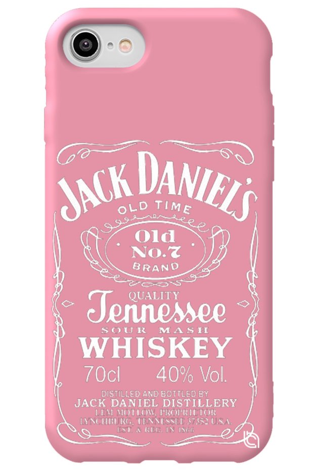 iPhone 7 Pink Color Premium Velvet Inside Whiskey Patterned Silicone Phone Case