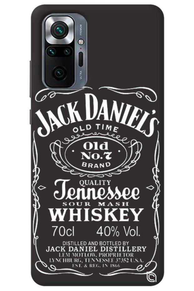 Xiaomi Redmi Note 10 Pro Black Color Premium Velvet Inside Whiskey Patterned Silicone Phone Case