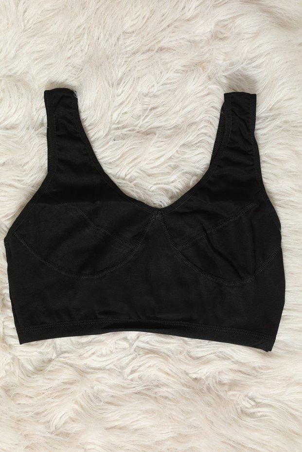 Black Liza Women's Cotton Mother Half Tank Top Bra