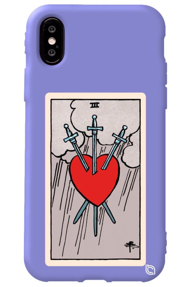 Iphone Xs Lilac Color Premium Silicone Phone Case with Velvet Tarot Heart Pattern Inside