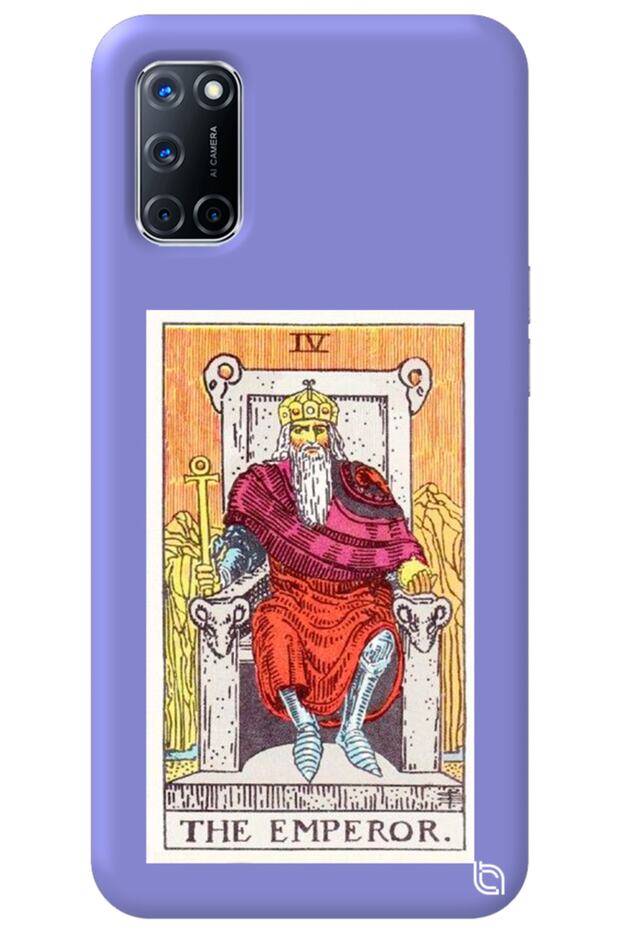 Oppo A72 Lilac Premium Velvet Inside Tarot Emperor Patterned Silicone Phone Case