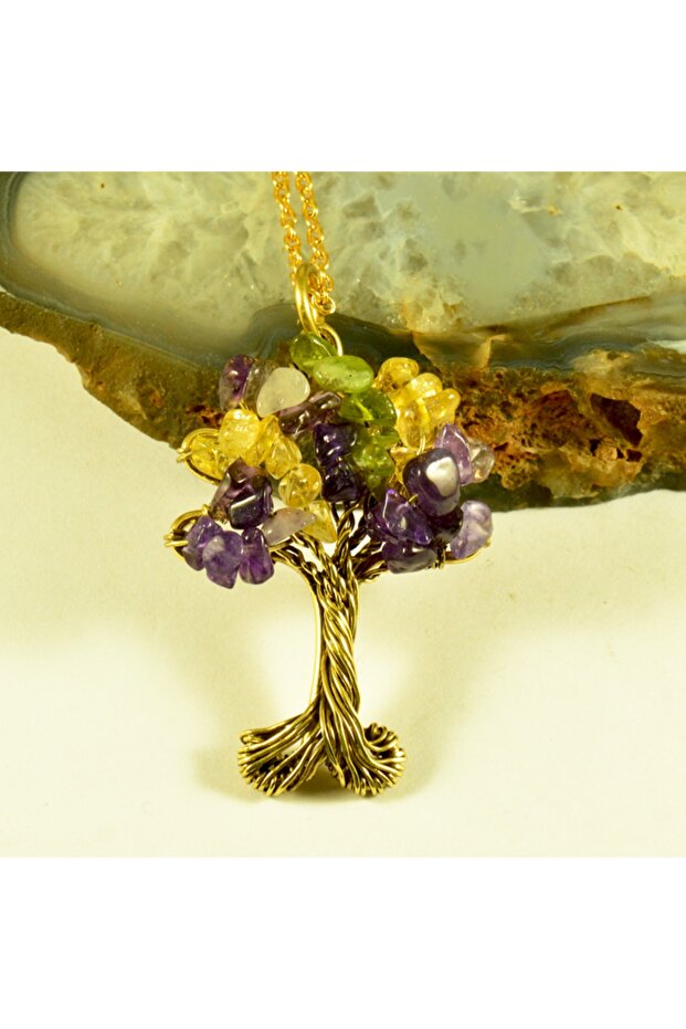 Tree of Life Necklace - Amethyst - Citrine - Zebercet - Natural Stone Handmade Necklace
