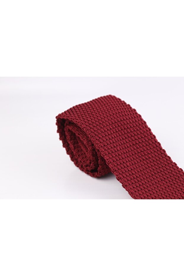 Patterned Knitted Tie Red - 1