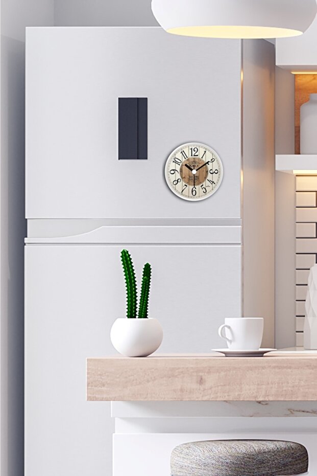 Muyika Kiely Magnetic White/Brown Refrigerator Clock 11 cm Bds-Y