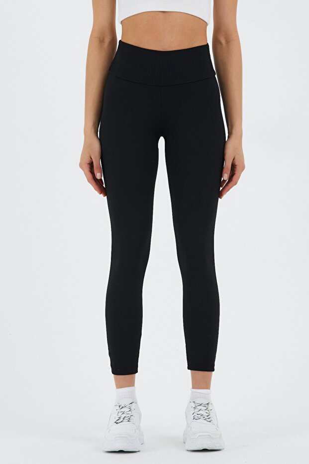 Black Ribbed Women's Tights High Quality