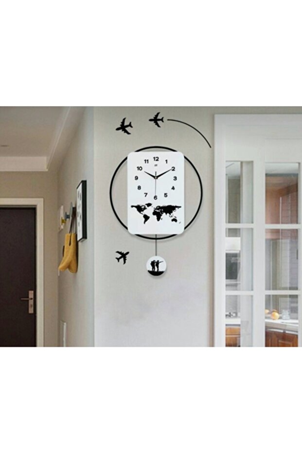 ساعة حائط بندول خريطة العالم الحديثة - 1