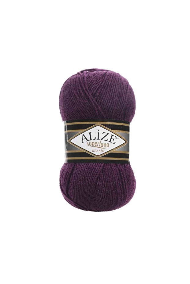 Süperlana Klasik 111 Mürdüm Yelek Hırka Kazak Ipi %25 Yün 100 Gr 280 Metre - 1