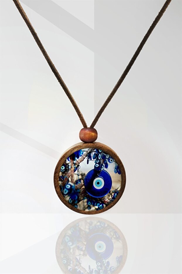 Evil Eye Bead Wooden Necklace