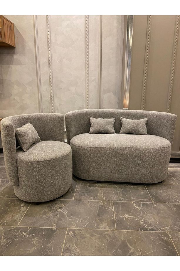 Relax Antrasit Teddy 2'li Koltuk + Berjer Takımı - 2