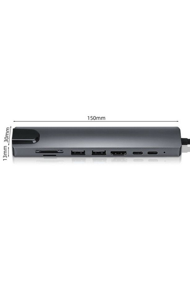 4681 Type C To Hdmi Usb 3.0 Sd Microsd 8in1 Kart Rj45 Ethernet Çevirici Dönüştürücü Adaptör - 5