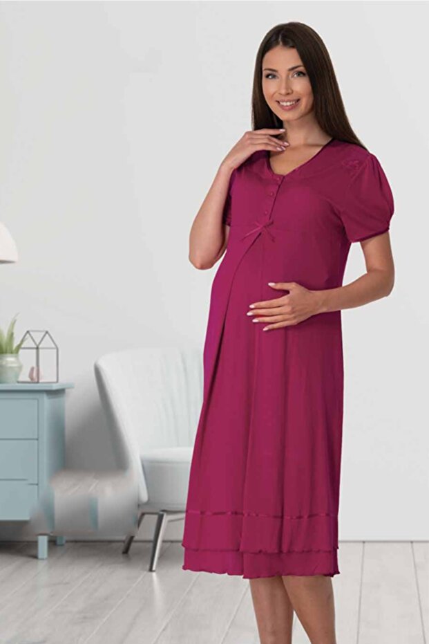 Women's Cherry Short Sleeve Maternity Maternity Nightgown