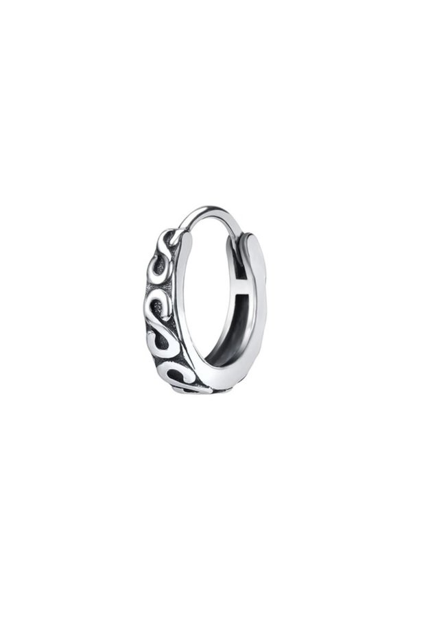 Vintage Antique Design Ring Snap 316l Men's Steel Earring (single)