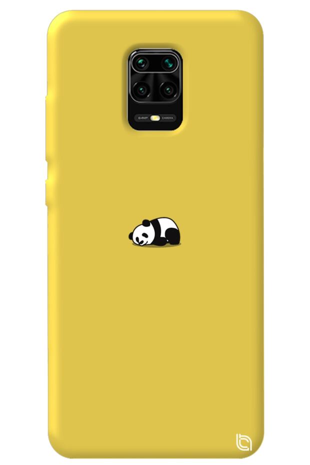 Xiaomi Redmi Note 9 Pro Yellow Color Premium Velvet Panda Patterned Silicone Phone Case