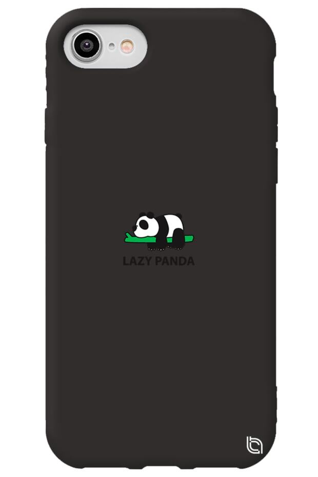 iPhone 7 Black Color Premium Velvet Panda Patterned Silicone Phone Case