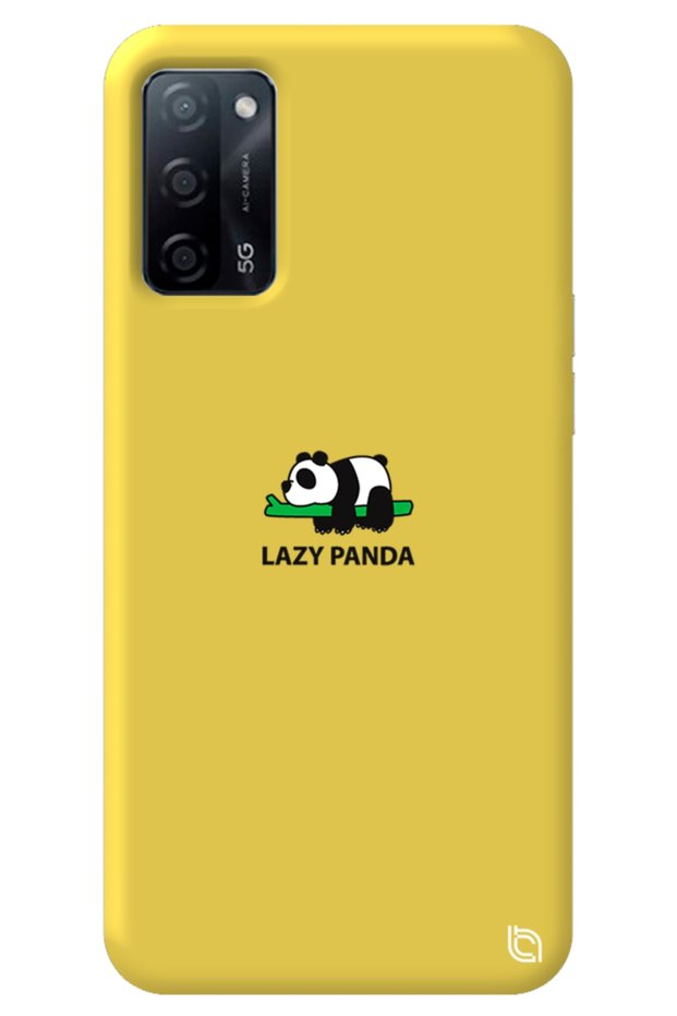 Oppo A52 Yellow Color Premium Velvet Panda Patterned Silicone Phone Case