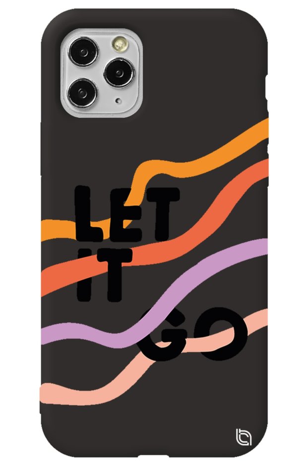 iPhone 11 Pro Max Black Color Premium Velvet Inside Let It Go Patterned Silicone Phone Case