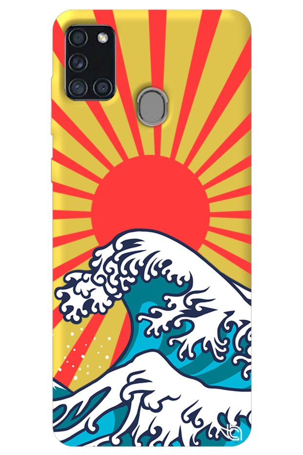 Samsung A21S Yellow Color Premium Velvet Japanese Patterned Silicone Phone Case