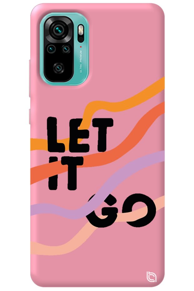 Xiaomi Redmi Note 10 Pink Color Premium Velvet Inside Let It Go Patterned Silicone Phone Case