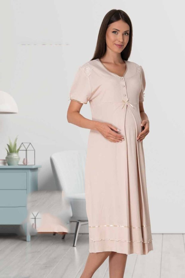 Women's Mink Short Sleeve Maternity Maternity Nightgown 8023