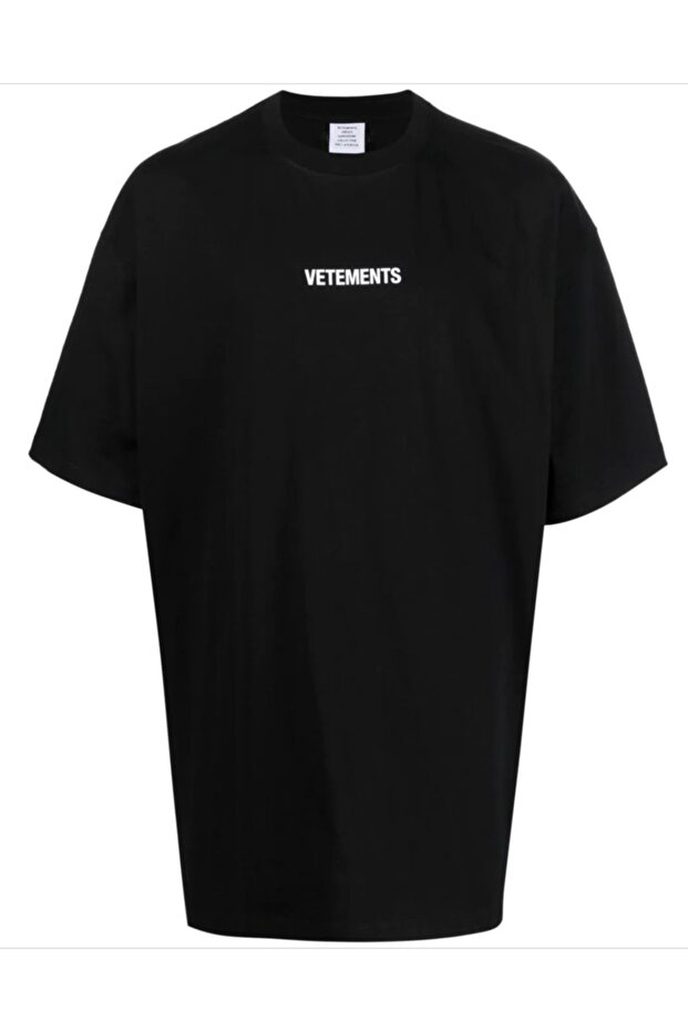 Logo Patch Siyah Oversize T-shirt - 1