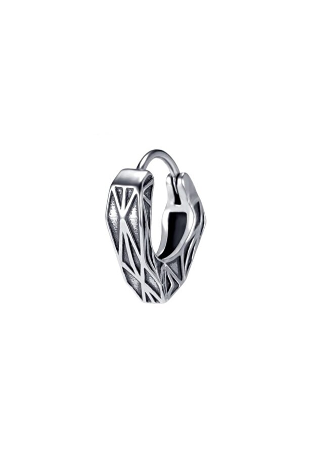 Angular Triangle Antique Design Lightweight Ring Snap Men's Steel Earrings