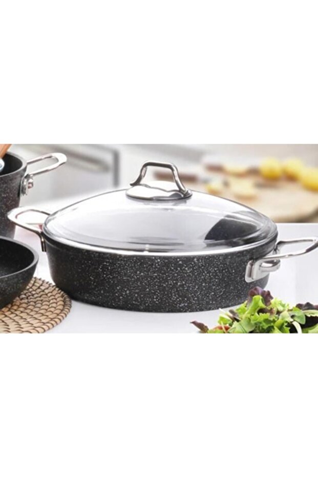 Falez Black Line Granite Cast Pot 30 Cm