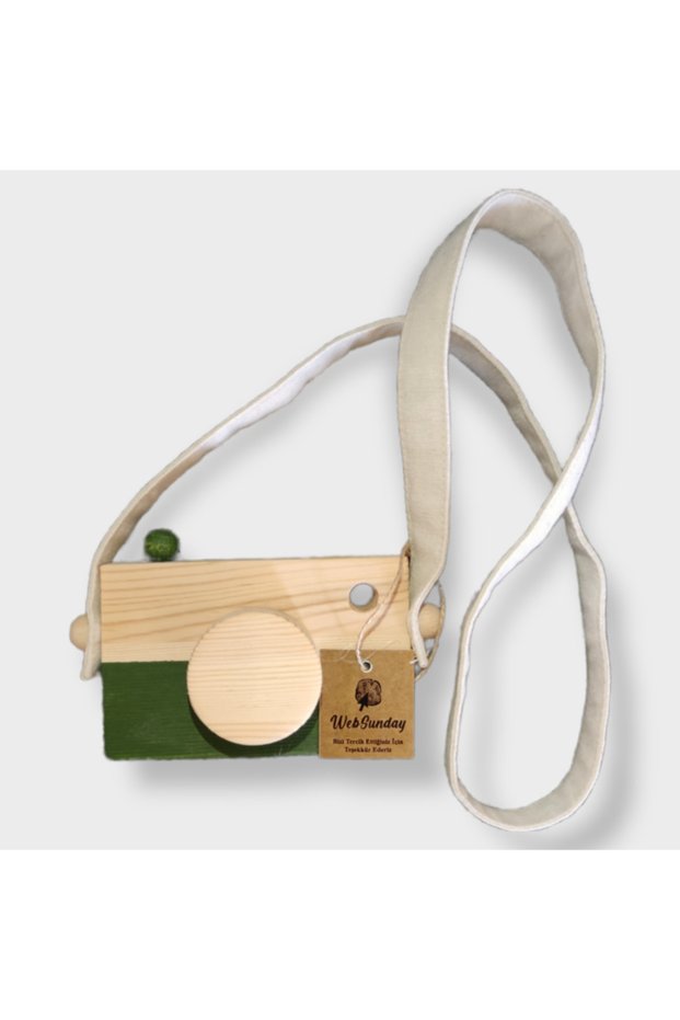 Wooden Waldorf Photo Camera, Educational Baby Camera Toy 2 3 4 5 6 Years Old Boy Girl - Dark Green