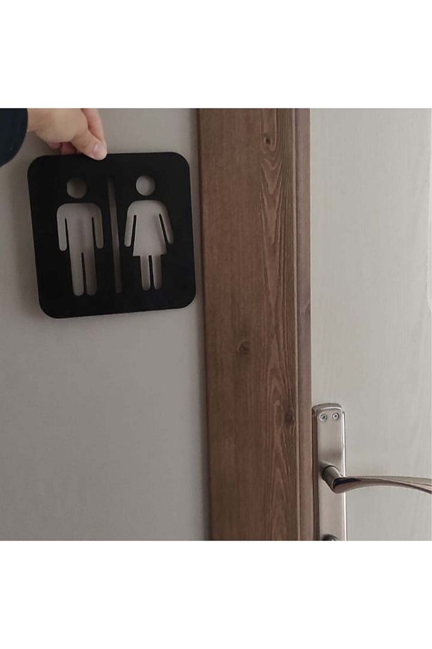 Wc Tuvalet Tabelası Banyo Kadın Erkek Takım Kapı Duvar Yönlendirme Levhası Ahşap Lazer Kesim - 8