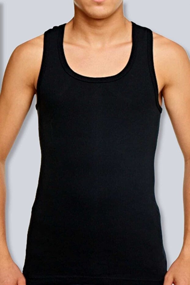Men's Strappy Undershirt Cotton Black Single Pack