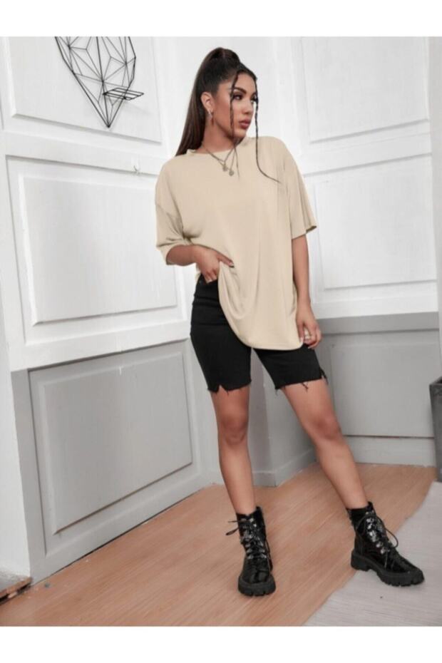 Tricou Basic Camel Oversize - 4