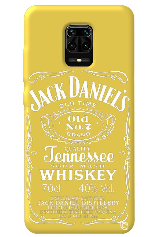 Xiaomi Redmi Note 9S Yellow Color Premium Velvet Inside Whiskey Patterned Silicone Phone Case