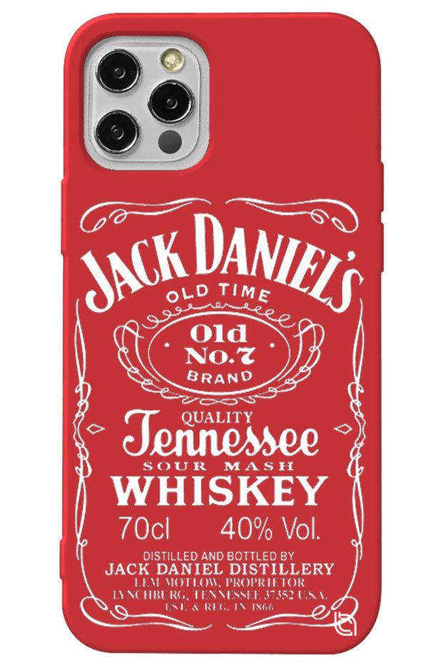 iPhone 13 Pro Max Red Color Premium Velvet Inside Whiskey Patterned Silicone Phone Case