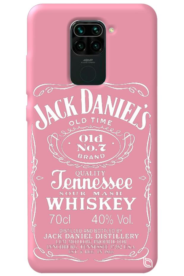 Xiaomi Redmi Note 9 Pink Color Premium Velvet Inside Whiskey Patterned Silicone Phone Case