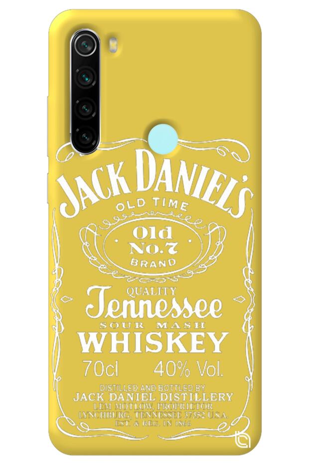 Xiaomi Redmi Note 8 Yellow Color Premium Velvet Inside Whiskey Patterned Silicone Phone Case