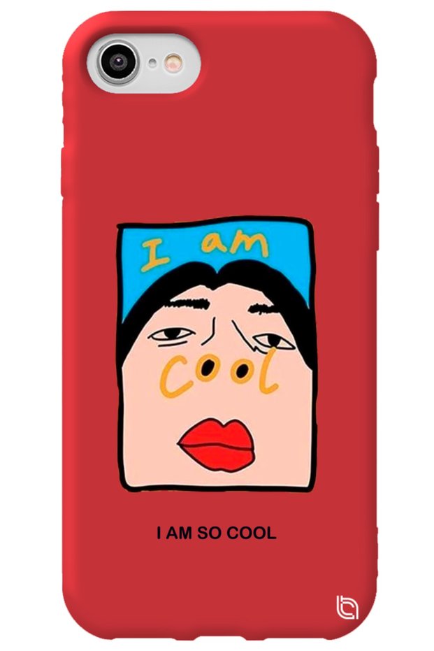 iPhone 8 Red Color Premium Cool Patterned Silicone Phone Case with Velvet Inside