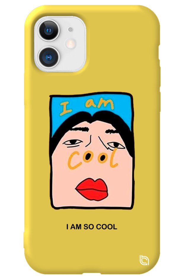 iPhone 11 Yellow Color Premium Cool Patterned Silicone Phone Case with Velvet Inside