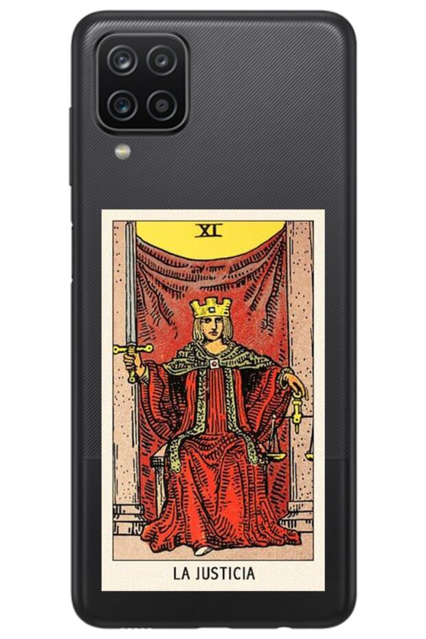 Transparent Silicone Phone Case with Pattern for Samsung A12 Tarot Justice