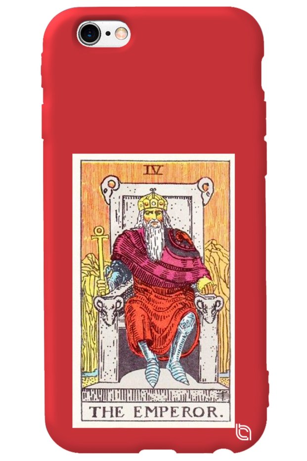 iPhone 6 Plus Red Premium Velvet Inside Tarot Emperor Patterned Silicone Phone Case