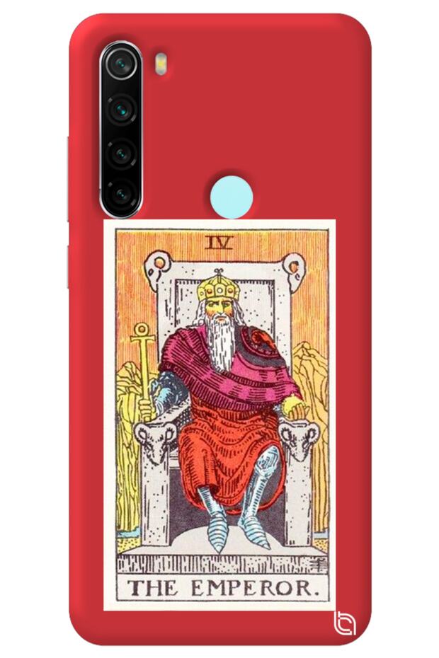 Xiaomi Redmi Note 8 Red Premium Velvet Inside Tarot Emperor Patterned Silicone Phone Case