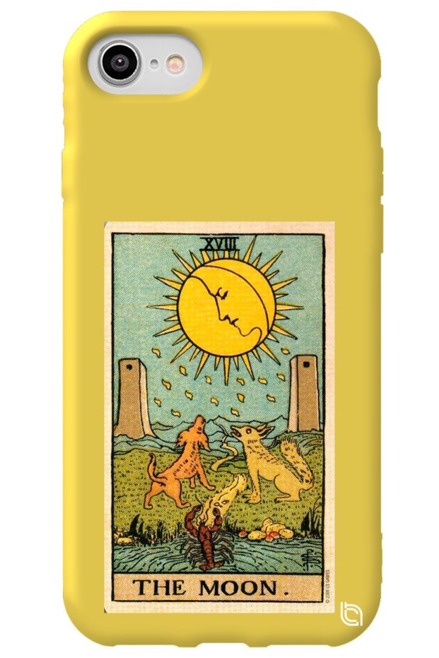 iPhone 7 Yellow Premium Velvet Tarot Moon Patterned Silicone Phone Case