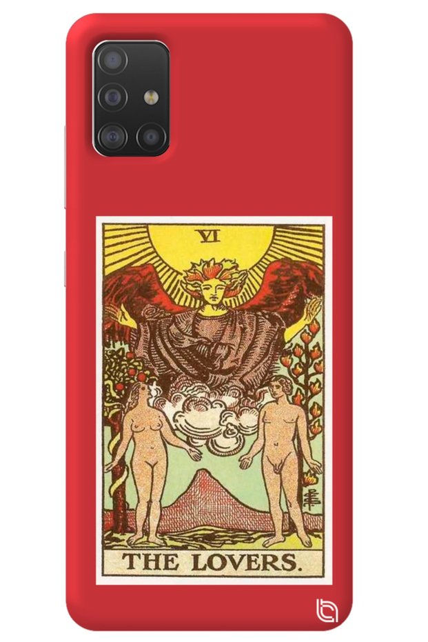 Samsung A51 Red Premium Velvet Inside Tarot Lovers Patterned Silicone Phone Case