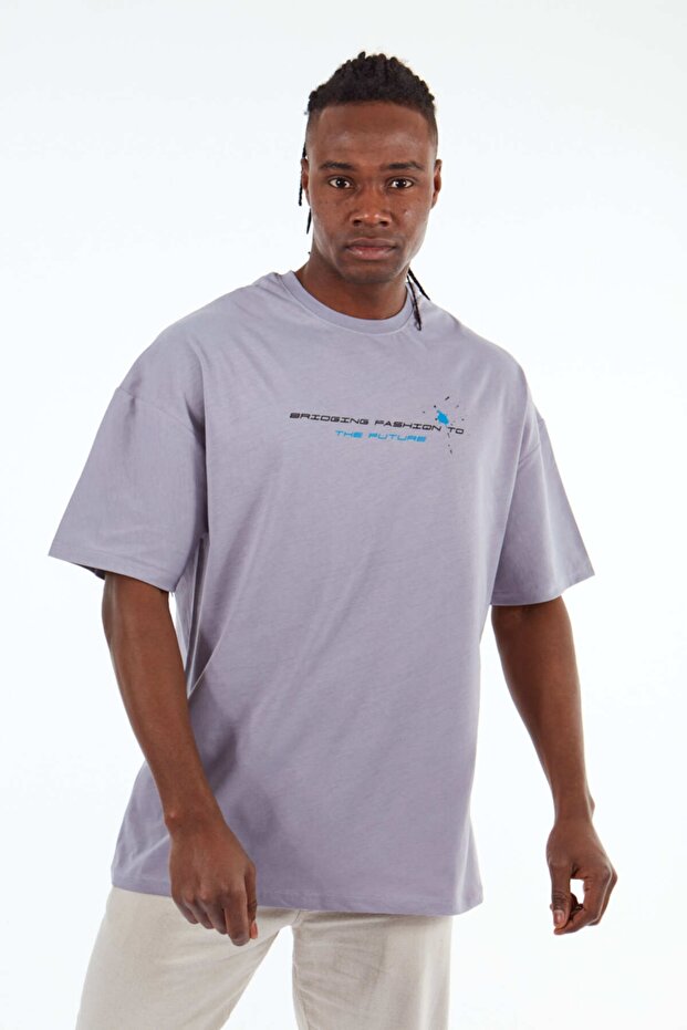 Mbey Oversize Unisex Gray The Future T-shirt