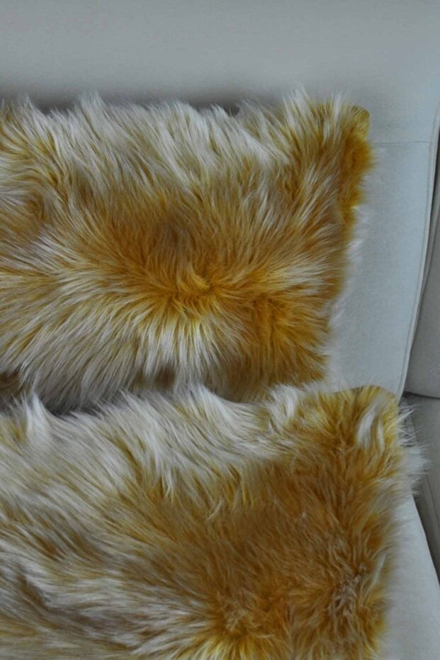 غطاء وسادة قطيفة مستطيل - خردل - 4