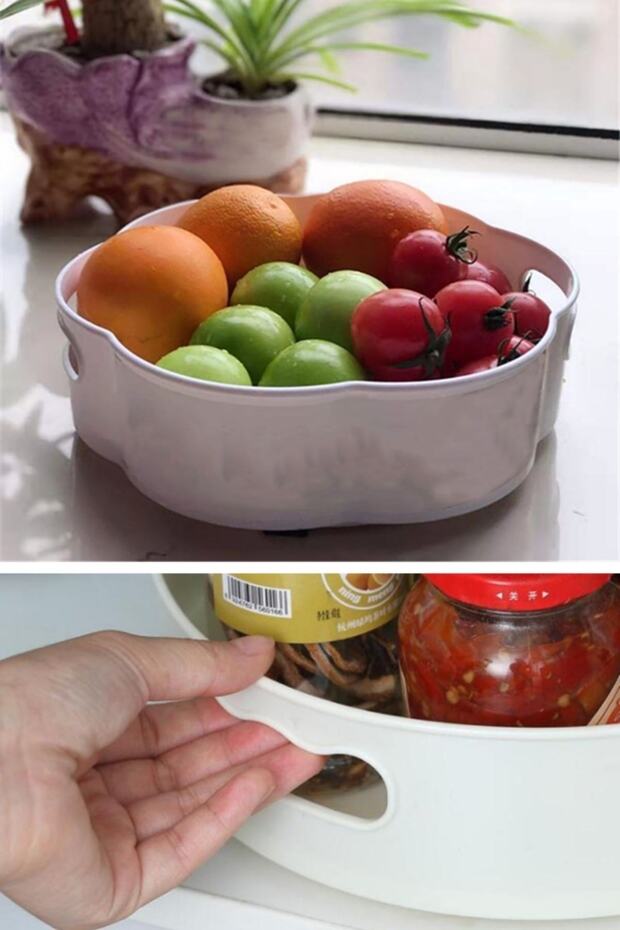 2 Pieces 360 Degree Rotatable Round Tray Formed Presentation and Service Organizer Table - 6