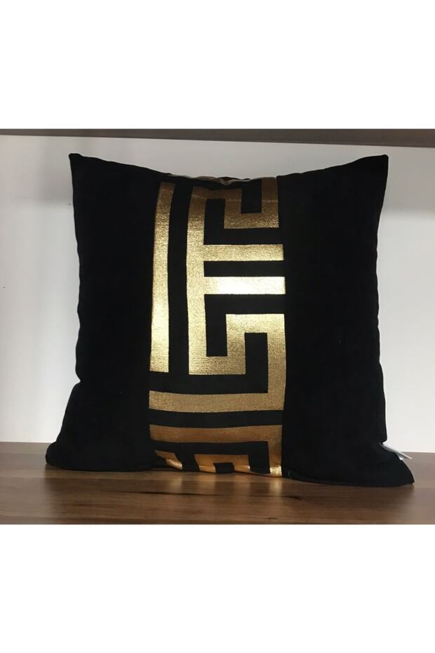 Black Floor Maze in the Middle Gold Foil Throw Pillow Cover