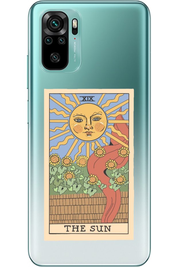 Xiaomi Redmi Note 10S Compatible Tarot Sun Patterned Transparent Silicone Case