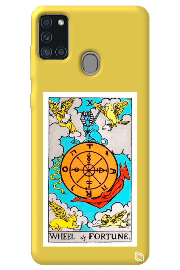 Samkaderg A21S Yellow Premium Velvet Inside Tarot Fate Patterned Silicone Phone Case