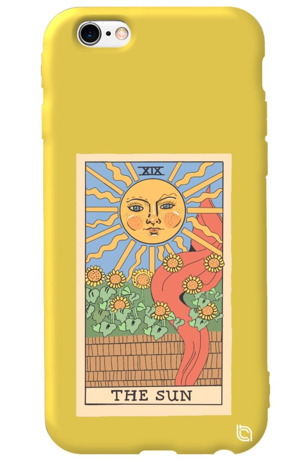 iPhone 6 Plus Yellow Premium Velvet Inside Tarot Sun Patterned Silicone Phone Case