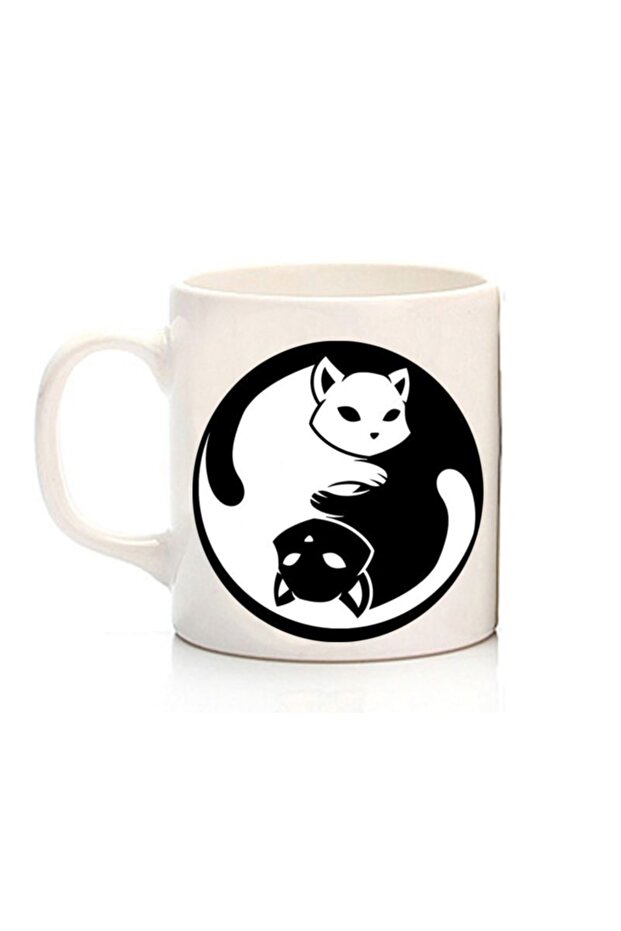 كوب مطبوع على الجانبين من Ying Yang Cat