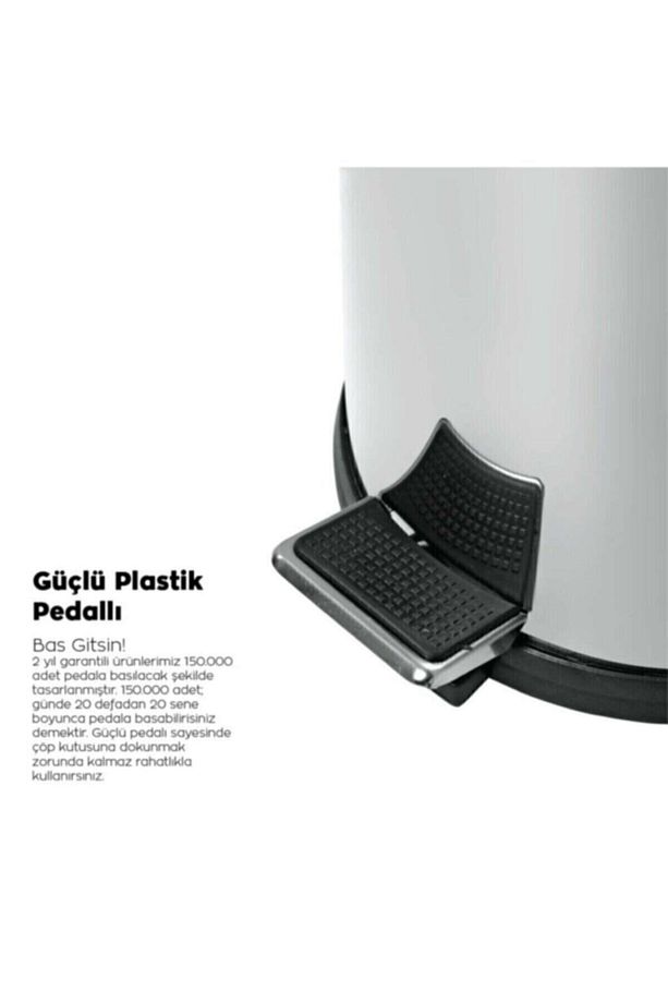 Mutfak 3 Litre Paslanmaz Çelik Pedallı Çöp Kovası Çöp Kutusu Atık Kutusu - 4